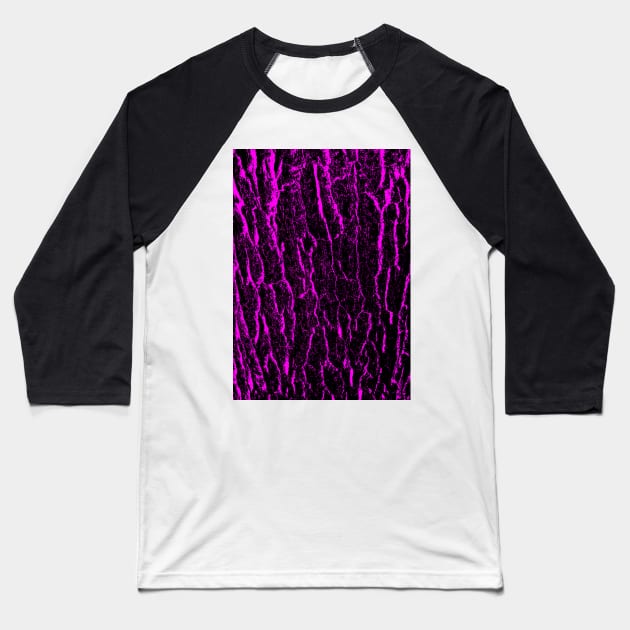 Texture - Neon Pink Tree bark Baseball T-Shirt by PorinArt